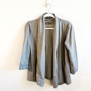 Theory Cardigan Grey Open Front 3/4 Sleeves Lightweight Cardi/ Blazer Sz S EUC